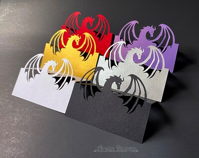 Dragon Wedding Place Card, Medieval Fantasy Renaissance Party, Dragon Table Number - image3